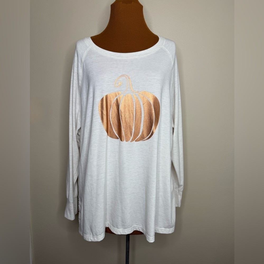 State of Mine Cream Tunic Bronze Pumpkin Graphic Front Size XL